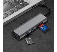 Connectland Hub USB3- 5EN1 ( 3 Ports USB3 + Lecteur multicartes SD/TF ) en Aluminium