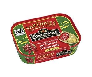CONNETABLE - Sardines à lHuile dOlive Vierge Extra et Piment dEspelette 135g - Saveurs intenses pour vos papilles - Lot De 4
