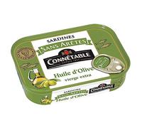 CONNÉTABLE - Sardines à l'huile d'olive vierge extra, Saveur Authentique et Gourmande, Boîte 140g - Lot de 4