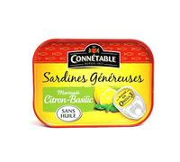Connétable Sardines généreuses marinade citron basilic sans huile - La boîte de 98g net égoutté