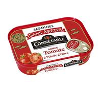 CONNÉTABLE Sardines Sans Arêtes en Sauce Tomate à l’Huile d’Olive Vierge Extra 140g, saveur et praticité- Lot De 3