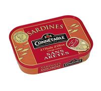 CONNÉTABLE - Sardines Savoureuses à l'Huile d'Olive Vierge Extra Sans Arêtes, 115g