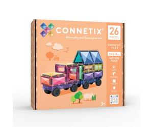 CONNETIX Tuiles Magnétiques Pack Mouvement Pastel, 26 Pièces | Construisez et explorez le mouvement par le jeu magnétique libre avec bases motorisées et roues en caoutchouc. Dès 3 ans.