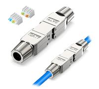 Connettore RJ45 Cat 7 Senza Attrezzi 1 Porta, Adattatore Rete LAN per Estensione Ethernet 10 Gbit/s, Compatibile con Cat6A Cat7, Schermato Riutilizzabile Compatto