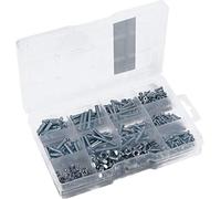 Connex Assortiment de 366 vis filetées - Différentes tailles - Tête bombée - Entraînement PH Phillips - Filetage complet - Galvanisé - Avec écrous/jeu de vis - Boîte d'assortiment - DP8500106