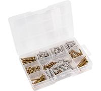 Connex Assortiment de vis et chevilles à bois 155 pièces - Différentes tailles - Tête fraisée - Entraînement TX - Filetage complet - Galvanisé/Jeu de vis avec chevilles/Boîte de rangement / DP8500126