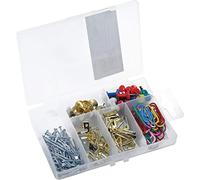 Connex Assortiment domestique de 120 pièces + 33 g - Crochets muraux, clous, tableau d'affichage et plus encore. - Pré-trié dans une boîte en plastique pratique - Utilisation universelle / boîte de