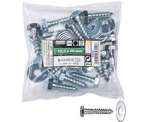 Connex B30021 Jeu de 20 Vis hexagonales à bois M10 x 40 mm galvanisés