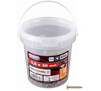 Connex B30041 Lot de 850 Vis universelles 3,5 x 30 galvanisées | Entraînement Pozidriv - Filetage complet - Jaune galvanisé - Kit de vis - Seau à vis - En kit - Pour travaux de fixation