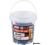 Connex B30077 Vis à fixation rapide 3,9 x 35 phosphatées 500 g | Filetage grossier - Tête de trompette - Entraînement PH Phillips - Phosphaté noir - Vis pour cloison sèche - Seau à vis