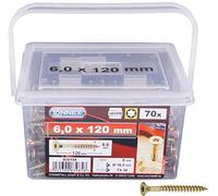Connex B30198 Vis universelles à tête fraisée avec empreinte étoile TX pour panneaux de particules 6,0 x 120 mm 70 pièces Jaune