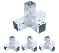 Connex Connecteur de poteau double - 305 x 185 mm - 70° - Chromé - Galvanisé à chaud - 4 manchons - 1 pièce/coin de poteau/connecteur en bois/connecteur de poutres / HV4249 (Lot de 4)