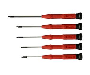 Connex COXT977010 Set de tournevis de mécanique de précision Torx 5 pièces, Argent/noir/rouge