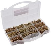 Connex DP8500132 Assortiment de vis universelles 1700 pièces - Différentes tailles - Tête fraisée - Entraînement TX - Filetage complet - Galvanisé jaune - Jeu de vis/Boîte d'assortiment