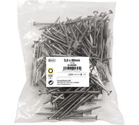 Connex KL3265080 Vis universelles 5,0 x 80 mm - Grand paquet de 1 kg - Tête fraisée - Entraînement TX - Partiellement fileté - Acier inoxydable/Jeu de vis/Vis dans un sac