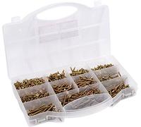 Connex Lot de 900 vis universelles - Différentes tailles - Tête fraisée - Entraînement TX - Filetage complet - Galvanisé jaune - Jeu de vis/Boîte de rangement / DP8500130