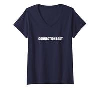 Connexion Perdue T-Shirt avec Col en V, Femme, Bleu Marine, XL