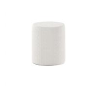 CONNIE - Pouf Rond 41cm Tissu Bouclé Blanc -