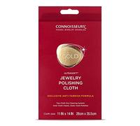 CONNOISSEURS Gold Jewellery Polishing Cloth | Chiffon de Nettoyage pour Bijoux pour Nettoyer Polir Brillance - 100% Fibre de Coton - Chiffons Nettoyant Nettoyeur pour Or Argent - XL 28 x 35,5 mm