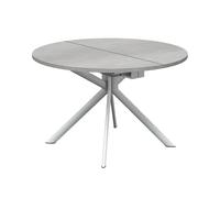 CONNUBIA table extensible à rallonge avec piètement blanc optique mat GIOVE CB/4739-D 120 cm (Plateau en béton et extension en stratifié gris [...]