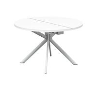 CONNUBIA table extensible à rallonge avec piètement blanc optique mat GIOVE CB/4739-D 120 cm (Plateau extra-clair et extension en stratifié [...]