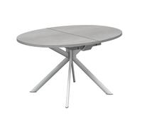 CONNUBIA table extensible à rallonge avec piètement blanc optique mat GIOVE CB/4739-E 140 cm (Plateau en béton et extension en stratifié gris [...]