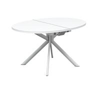 CONNUBIA table extensible à rallonge avec piètement blanc optique mat GIOVE CB/4739-E 140 cm (Plateau extra-clair et extension en stratifié [...]