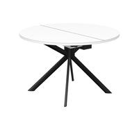 CONNUBIA table extensible à rallonge avec piètement noir mat GIOVE CB/4739-D 120 cm (Plateau extra-clair et extension en stratifié blanc optique [...]