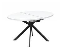 CONNUBIA table extensible à rallonge avec piètement noir mat GIOVE CB/4739-E 140 cm (Plateau extra-clair et extension en stratifié blanc optique [...]