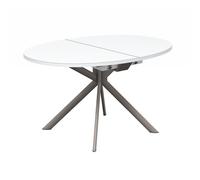 CONNUBIA table extensible à rallonge avec piètement tourterelle mat GIOVE CB/4739-E 140 cm (Plateau extra-clair et extension en stratifié blanc [...]