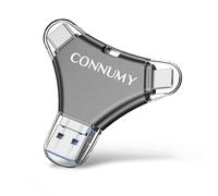 CONNUMY Clé USB 256Go pour Phone, 4 en 1 Pen Drive Mémoire Externe pour Phone/Pad/Android/PC, Clé USB pour Sauvegarde de Photos/Vidéo avec Aucune Application.