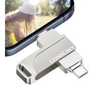 CONNUMY Clé USB 32Go pour iPhone, Clé USB 3 en 1 pour Sauvegarder des Photos et des Vidéos sans Application, Cle Photo Mémoire Stockage Externe Compatible avec iPhone/Pad/Android/PC