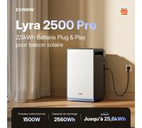 CONOW Lyra 2500 Pro 1,5 kW/2,5 kWh Système de stockage solaire tout-en-un plug-in pour balcon