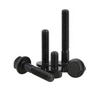 CONPHERON Boulons a Bride Hexagonaux M6x50 mm Vis à Tete Hexagonale avec à Bride, Alliage d'acier de Qualité 10,9, Noir