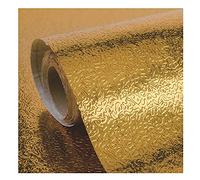 CONPHERON Papier de Aluminium Autocollant Stickers de Cuisine Résistant à l'huile étanche Anti-moisissure Feuille de Meubles pour Cuisines, Armoires, 40×300 cm (Texture peau d'orange (doré))