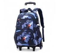 CONPHERON Sac à Dos à roulettes Garcon Cartable a roulettes pour Primaire Scolaire Sac École Sac de Voyage à roulettes, Géométrie Bleue