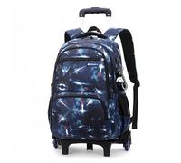 CONPHERON Sac à Dos à Roulettes Garcon Cartable a Roulettes pour Primaire Scolaire Sac École Sac de Voyage à Roulettes, Espace Bleu Foncé