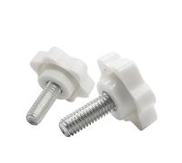 CONPHERON Vis de Serrage à Tête Étoile Plastique Poignée de Serrage à Filetage Mâle Gripandles Vis Boutons Poignées Bouton Étoile Blanc (32#) M5x12mm, 10 pcs