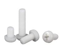 CONPHERON Vis en Nylon Vis à tête Ronde Cruciforme Boulons Vis Isolées en Plastique Blanc, M4x20 mm,50 pcs