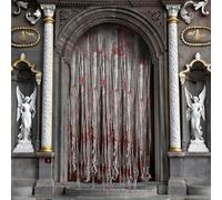 Conponous Lot de 3 Decoration Porte Rideau Halloween, 95 x 200 cm Tissu Halloween, Rideau Horreur pour Décoration Halloween Extérieur Intérieur d'entrée pour Maison Hantée (Blanc)