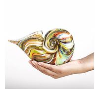 Conque en Verre soufflé à la Main en Forme de nautile - Sculpture Multicolore en Verre - Superbe décoration d'intérieur - Presse-Papier en Cristal