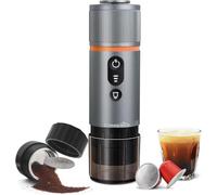 CONQUECO Macchina da Caffè Espresso Portatile - Auto chauffage Caffettiera Elettrica da Viaggio con Batteria - per 12V Auto e Camion e Campeggio - compatible avec Café Moulu et Capsule NS
