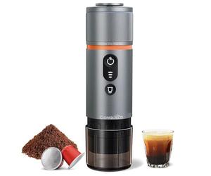 CONQUECO Machine à Cafe Portable - Cafetière à Expresso Chauffage Électrique de Voyage - pour 12V Voiture et le Camping - Compatible avec les Capsules Nespresso et les Capsules Starbucks