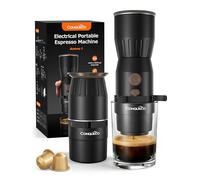 CONQUECO Machine à Café Portable Électrique 20 Bars, 160ml, Pompe Pression Batterie, Compatible Capsule et Café Moulu, USB-C Rechargeable pour Camping Voyage Bureau (Non auto-chauffant) (Noir)