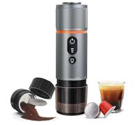 CONQUECO Machine à expresso de voiture 12 V : machine à expresso portable à batterie pour camping et voyage - Machine à capsules mobile en déplacement pour camping-car, camion, 2 en 1 pour café moulu