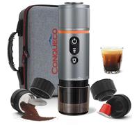 CONQUECO Machine à expresso portable Machine à café électrique : petite machine à expresso de voyage 12 V pour voiture - Auto-chauffante,compatible avec les capsules Nespresso et le café moulu