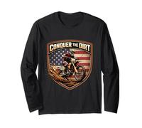 Conquer The Dirt Bike Rider Moto Motocross MX American Manche Longue