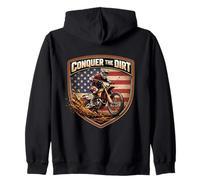Conquer The Dirt Bike Rider Moto Motocross MX American Sweat à Capuche