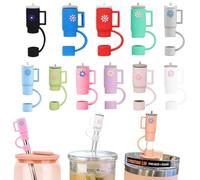 Conquerall 11pcs bonnet de paille en forme de tasse Mini mignon sécurité alimentaire en silicone bonnet de paille Stanley Cup 10mm accessoires spéciaux pour pailles