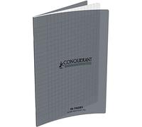 Conquérant Cahier classique 36682 Piqué – Couverture polypropylène rigide transparente, papier gris